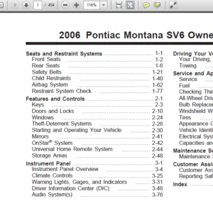 2006 Pontiac Montana SV6 Owners Manual - PDF DOWNLOAD