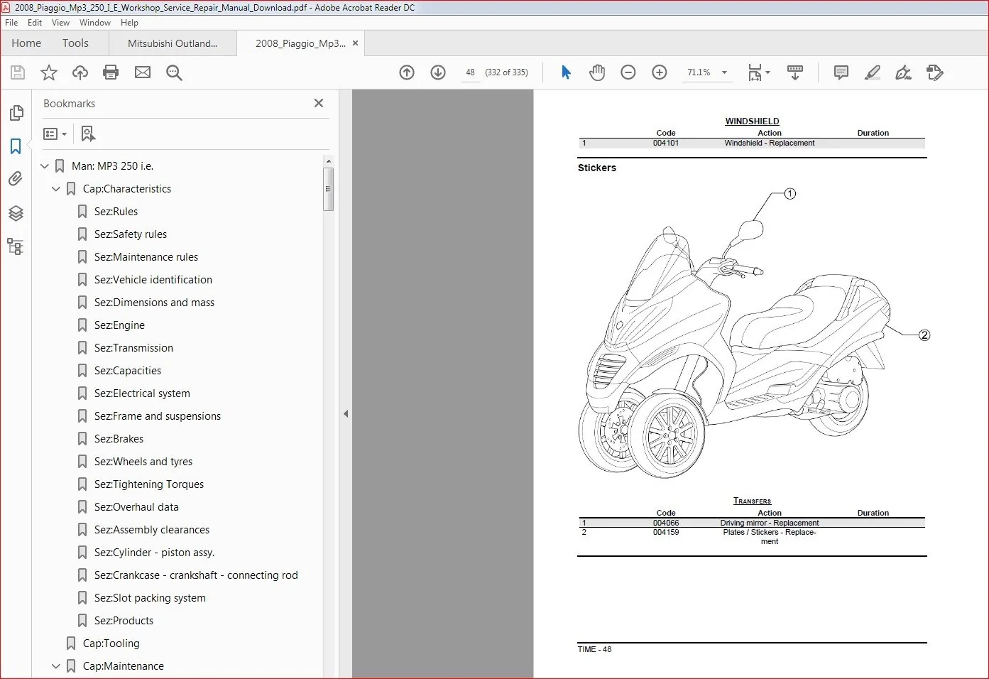 2008 Piaggio Mp3 250 I E Workshop Service Repair Manual Download - Image 3