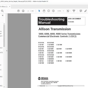 ALLISON TRANSMISSION 5000 6000 8000 9000 SERIES TROUBLESHOOTING Service Manual - PDF Download