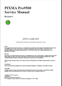 Canon Pixma Pro9500 Printer Service Repair Manual - PDF Download