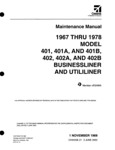 Cessna 401 402 Aircraft Shop Manual 1967-1978 - PDF Download