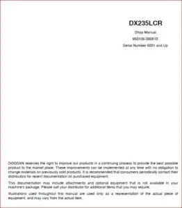Deawoo Doosan Dx235lcr Track Excavator Service Repair Workshop Manual Download