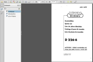 Deutz Mwm D 226-6 D266 Diesel Engine Parts Manual - PDF