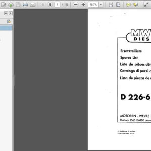 Deutz Mwm D 226-6 D266 Diesel Engine Parts Manual - PDF