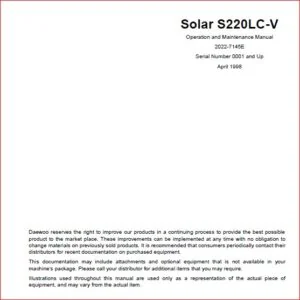 Doosan Daewoo Solar 220lc v Excavator Workshop Service Repair Operation Manual - PDF DOWNLOAD