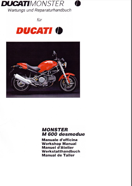 Ducati Monster M 600 Desmodue Workshop Service Repair Manual - PDF