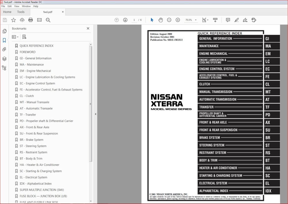 Xterra Factory Service Manual