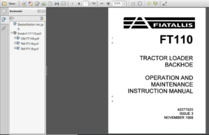 Fiat Allis Ft110 Tractor Loader Backhoe Service Repair Workshop Manual - PDF DOWNLOAD
