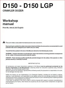 Fiat Hitachi D150 D150LGP Dozer Shop Manual - PDF DOWNLOAD