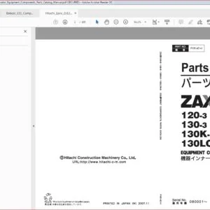 Hitachi Zaxis Zx120 3 Zx130 3 Zx130k 3 Zx130lcn 3 Excavator Equipment Components Parts Catalog Manual - PDF DOWNLOAD