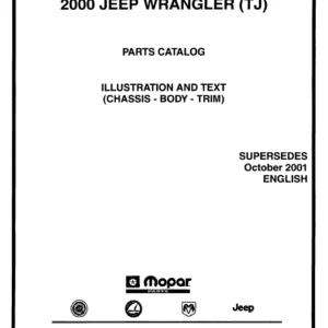 Jeep Wrangler Tj Parts Manual Catalog Download 2000 - PDF DOWNLOAD