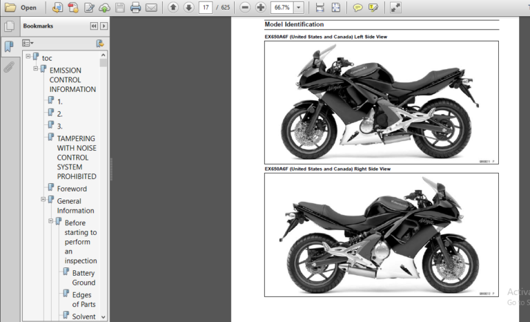 Kawasaki EX650 ER6F ABS Ninja 650R Shop Manual 2006-2007 - PDF DOWNLOAD