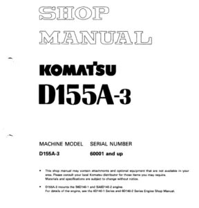 Komatsu D155a-3 Bulldozer Workshop Service Repair Manual - PDF