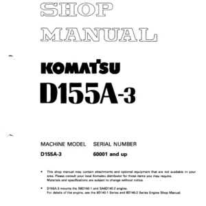 Komatsu D155a-3 Bulldozer Workshop Service Repair Manual - PDF