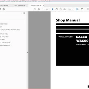 Komatsu Galeo Wa600 6 Wheel Loader Workshop Service Repair Manual Sn 60001 And Up - PDF DOWNLOAD