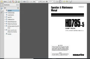 Komatsu Hd785-5 Dump Truck Operation Maintenance Manual Download - PDF DOWNLOAD
