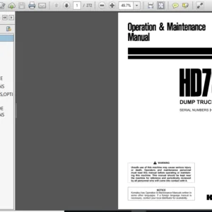 Komatsu Hd785-5 Dump Truck Operation Maintenance Manual Download - PDF DOWNLOAD