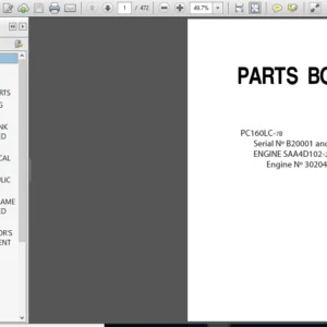 Komatsu Pc160lc-7b Hydraulic Excavator Parts Book Download - PDF DOWNLOAD