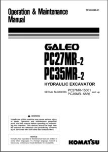 Komatsu Pc27mr 2 Pc35mr 2 Galeo Hydraulic Excavator Operation Maintenance Manual Download SN 15001 & 5566 - PDF DOWNLOAD