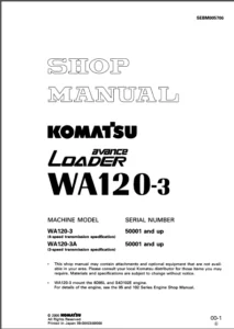 Komatsu Wa120 3 Wa120 3a Wheel Loader Service Repair Workshop Manual  Sn 50001 And Up - PDF DOWNLOAD