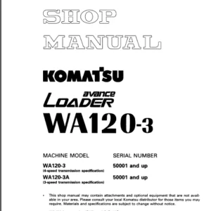 Komatsu Wa120 3 Wa120 3a Wheel Loader Service Repair Workshop Manual  Sn 50001 And Up - PDF DOWNLOAD