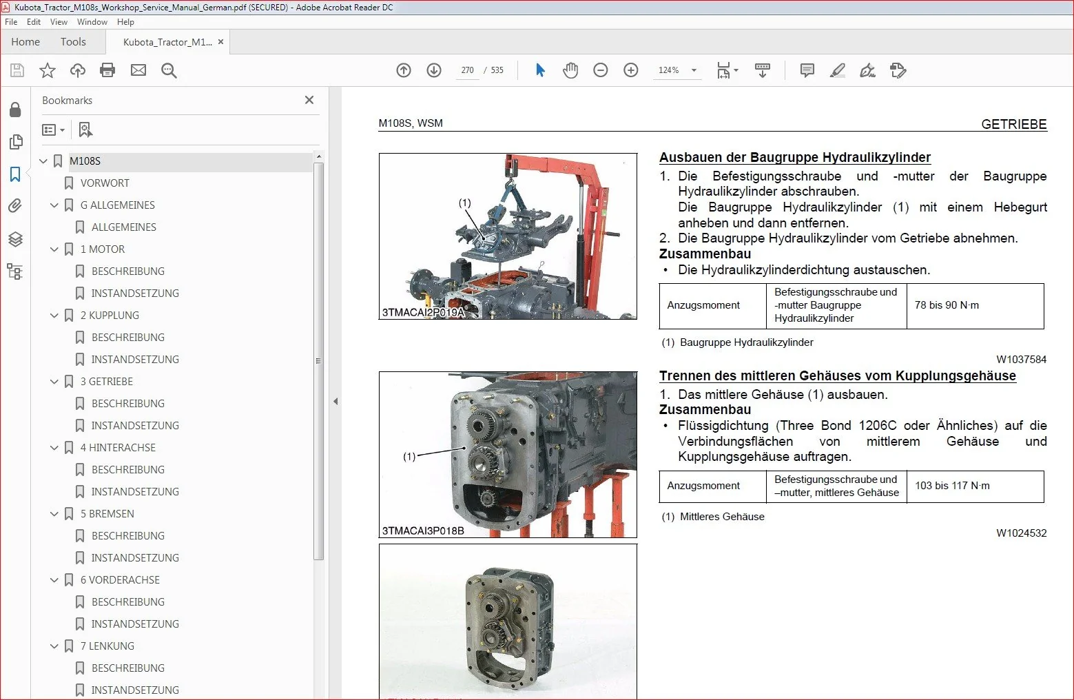 Kubota Tractor M108s Workshop Service Manual German - PDF DOWNLOAD - Image 5