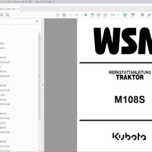 Kubota Tractor M108s Workshop Service Manual German - PDF DOWNLOAD