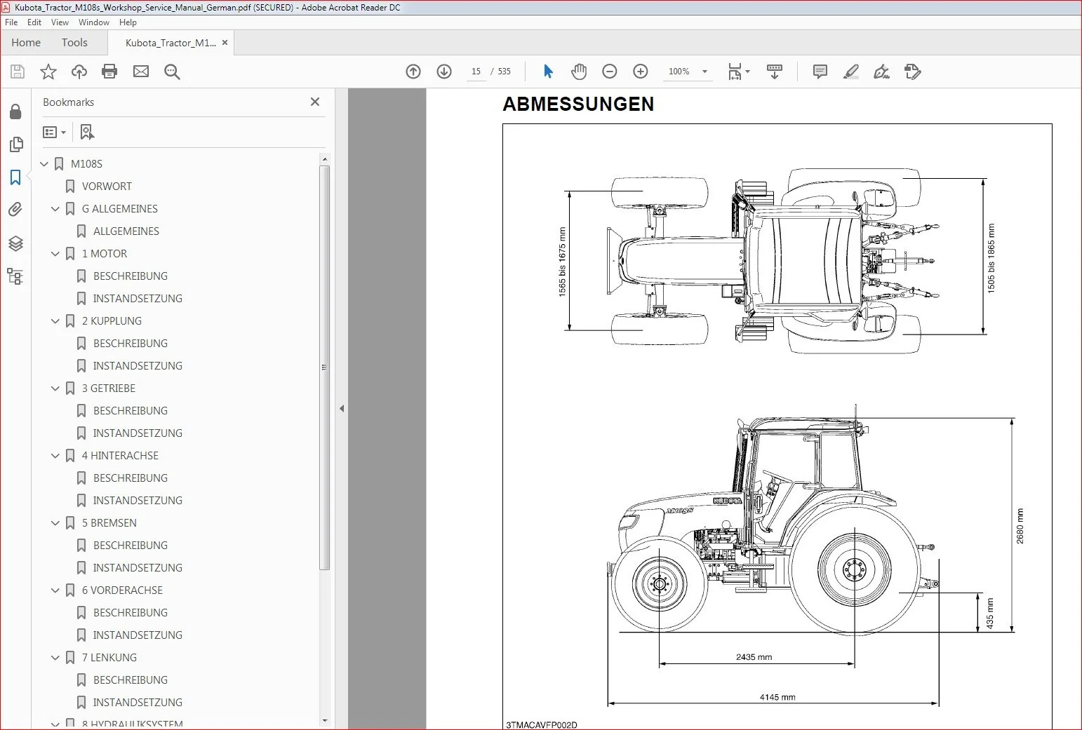 Kubota Tractor M108s Workshop Service Manual German - PDF DOWNLOAD - Image 3