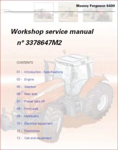 Massey Ferguson MF 8400 Series MF 8450, MF 8460, MF 8470, MF 8480 Tractor Shop Manual - pdf download
