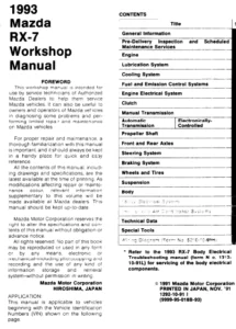 Mazda Rx7 1992-1993 Service Repair Manual - PDF DOWNLOAD