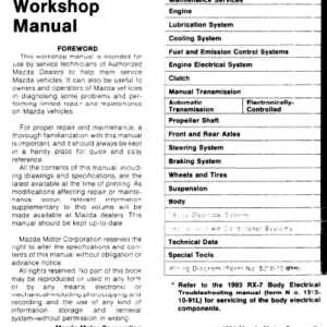 Mazda Rx7 1992-1993 Service Repair Manual - PDF DOWNLOAD