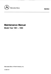 Mercedes Benz Series 107 123 124 126 129 140 201Maintenance Repair Manual - PDF Download