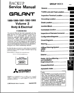 Mitsubishi Galant Eterna Vr4 1989-1993 Car Workshop Repair Service Manual - PDF DOWNLOAD
