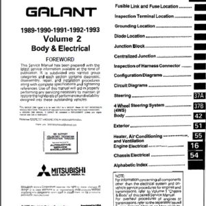 Mitsubishi Galant Eterna Vr4 1989-1993 Car Workshop Repair Service Manual - PDF DOWNLOAD