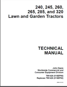 Models 240 245 260 265 285 320 Lawn And Garden Tractor Repair Manual - PDF DOWNLOAD