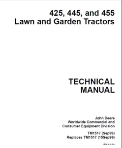 Models 425 445 455 Lawn And Garden Tractor Repair Manual - PDF DOWNLOAD
