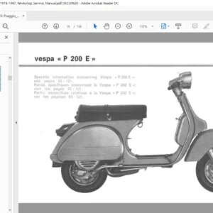 Piaggio Vespa P125X  P150X P200E 1978-1997 Workshop Service Manual - PDF Download