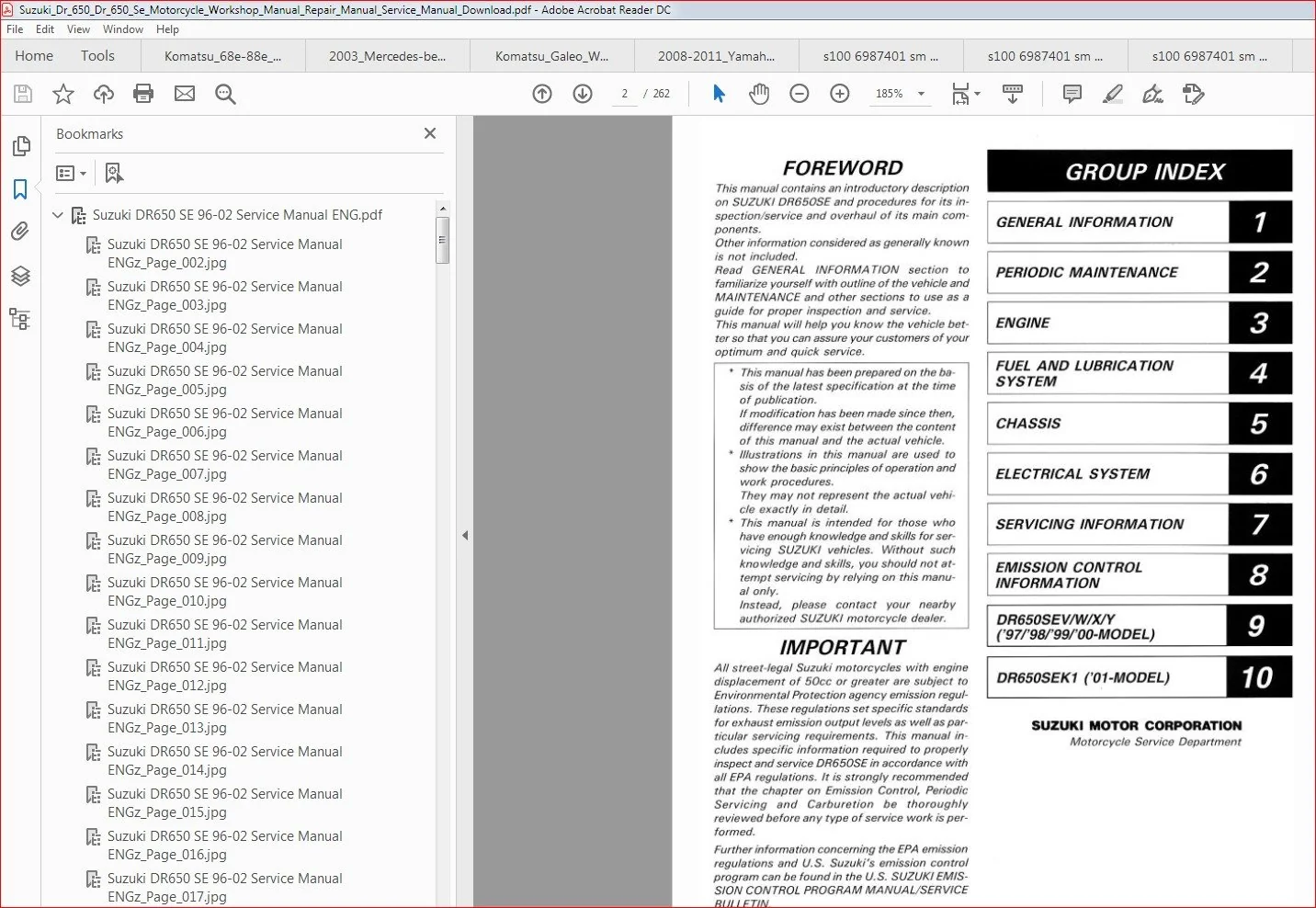 Suzuki Dr 650 Dr 650 Se Motorcycle Workshop Manual Repair Manual Service Manual Download - Image 2