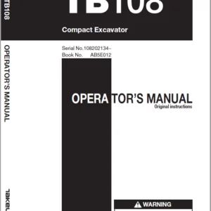 Takeuchi Tb108  Compact excavator Operators Manual - PDF Downlaod