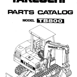 Takeuchi Tb800 Compact Excavator Parts Manual Instant Download