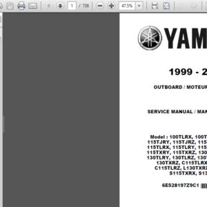 yamaha 100hp 115hp 130hp 140hp 2 stroke outboard shop manual 1999-2003 - PDF  Download