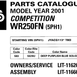 Yamaha Wr250f Parts Manual Catalog Download 2001 - PDF