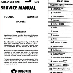 1970 Monaco Polara Service Repair Manual - DOWNLOAD