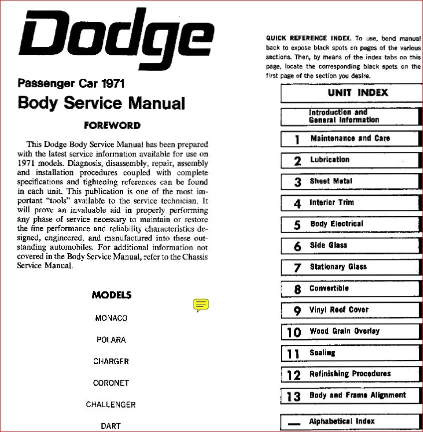 1971 Dodge Body Repair Manual - DOWNLOAD - Image 2