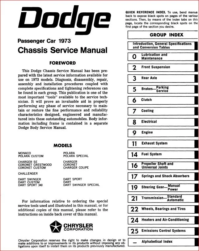 1973 Dodge Chassis Service Manual - DOWNLOAD - Image 2