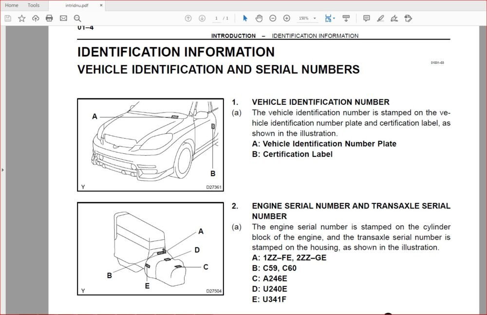 Toyota Matrix 2003-2007 service repair manual - PDF Download