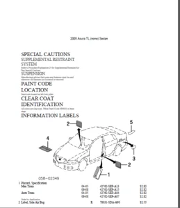 Acura TL 2004 2005 2006 2007 2008 Parts Manual - PDF DOWNLOAD