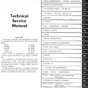 Amc Gremlin Matador Javelin Hornet Service Repair Manual - Download