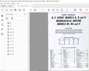 B.F Avery A,R V Minneapolis Moline Mmbf,Mmbg Mmv Tractor Service Manual - PDF Download