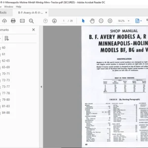 B.F Avery A,R V Minneapolis Moline Mmbf,Mmbg Mmv Tractor Service Manual - PDF Download